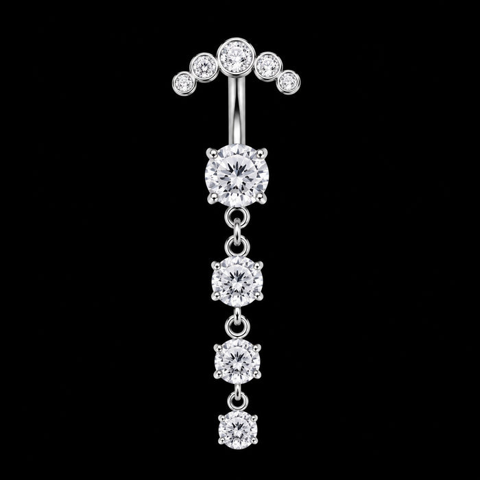 Bungelende Bloem Navelpiercing – 2881 – Zilver