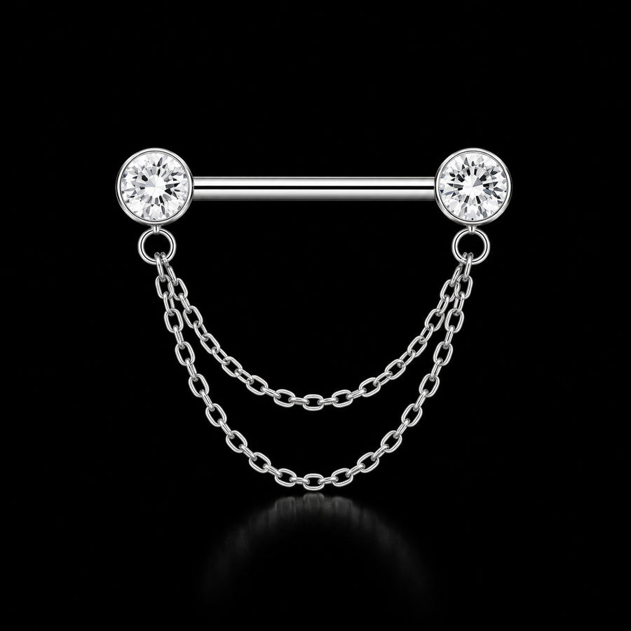 Zirkonia Tepelbarbell met Ketting C14