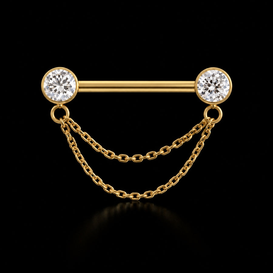 Zirkonia Tepelbarbell met Ketting C14