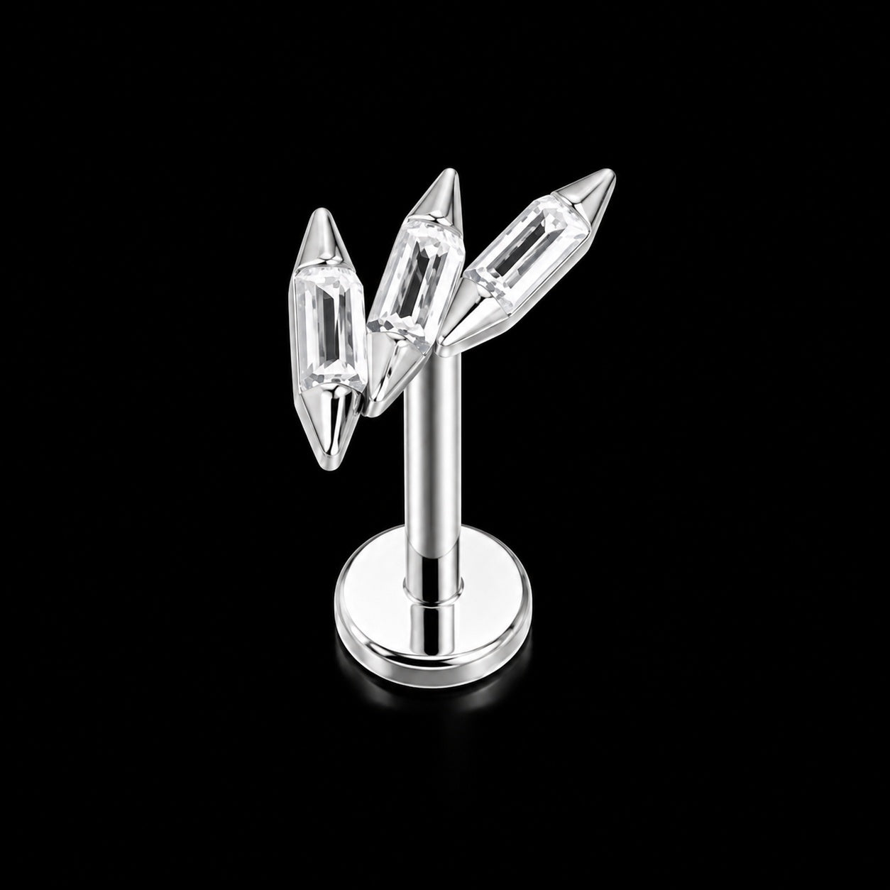 Threadless Labret Top – Bloem & Hart – Model G · 16G · 1,2 × 8 mm – Zilver