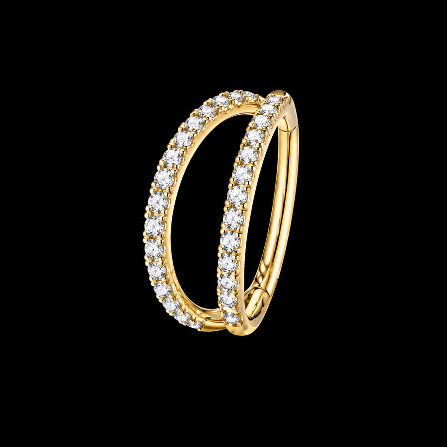 Zirkonia Dubbele Clicker Ring – Model D · 16G · 1,2 × 8 mm F3