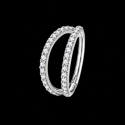 Zirkonia Dubbele Clicker Ring – Model D · 16G · 1,2 × 8 mm