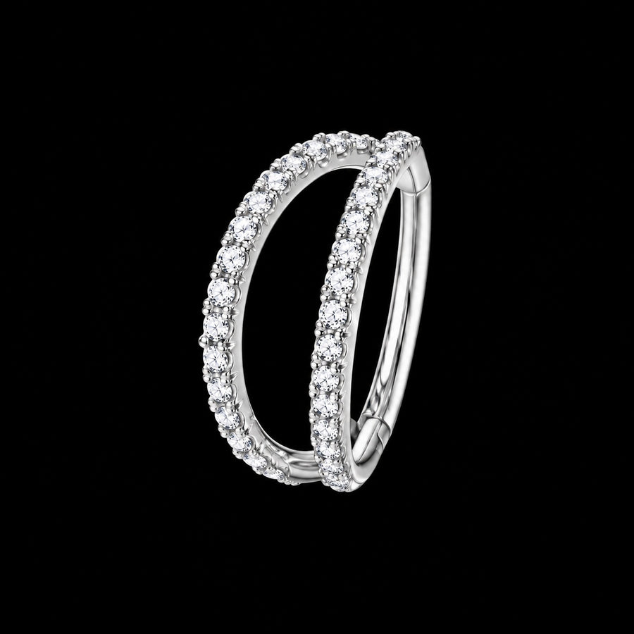 Zirkonia Dubbele Clicker Ring – Model D · 16G · 1,2 × 8 mm F3