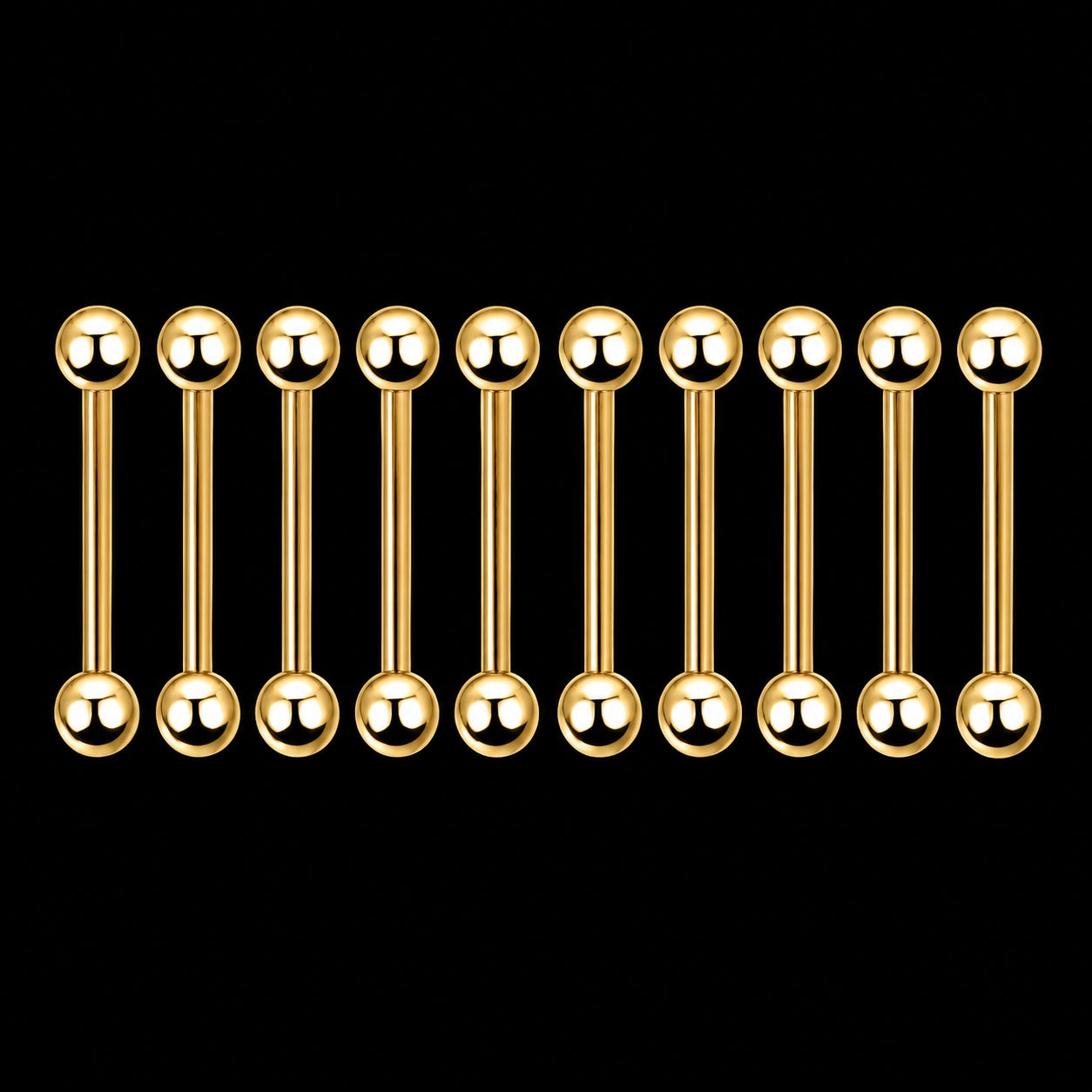 Titanium Rechte Barbell – Goud – 14G · 1,6 × 12 × 5 × 5 mm