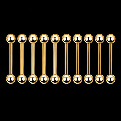 Titanium Rechte Barbell – Goud – 14G · 1,6 × 12 × 5 × 5 mm