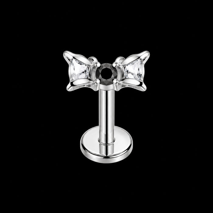 Zirkonia Stud – Model F · 16G · 1,2 × 8 mm – Zwart