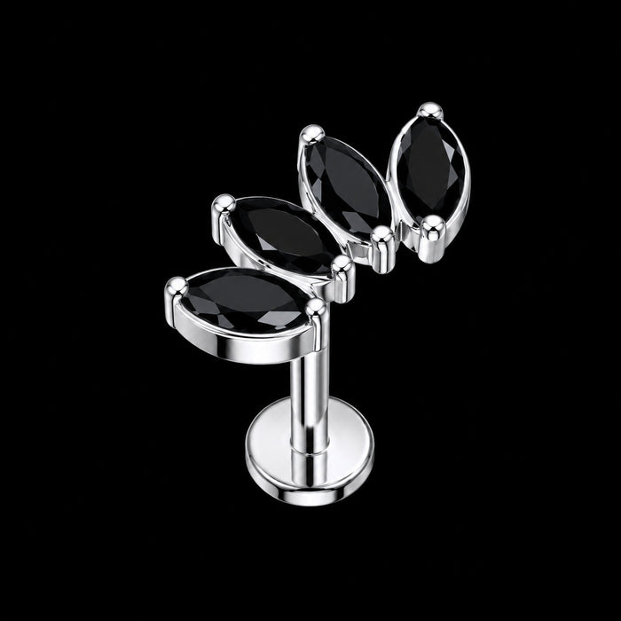 Zirkonia Stud – Model C · 16G · 1,2 × 8 mm – Zwart