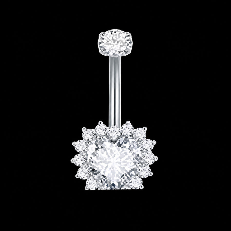 Hart Kristal Navelpiercing – Bloem A2
