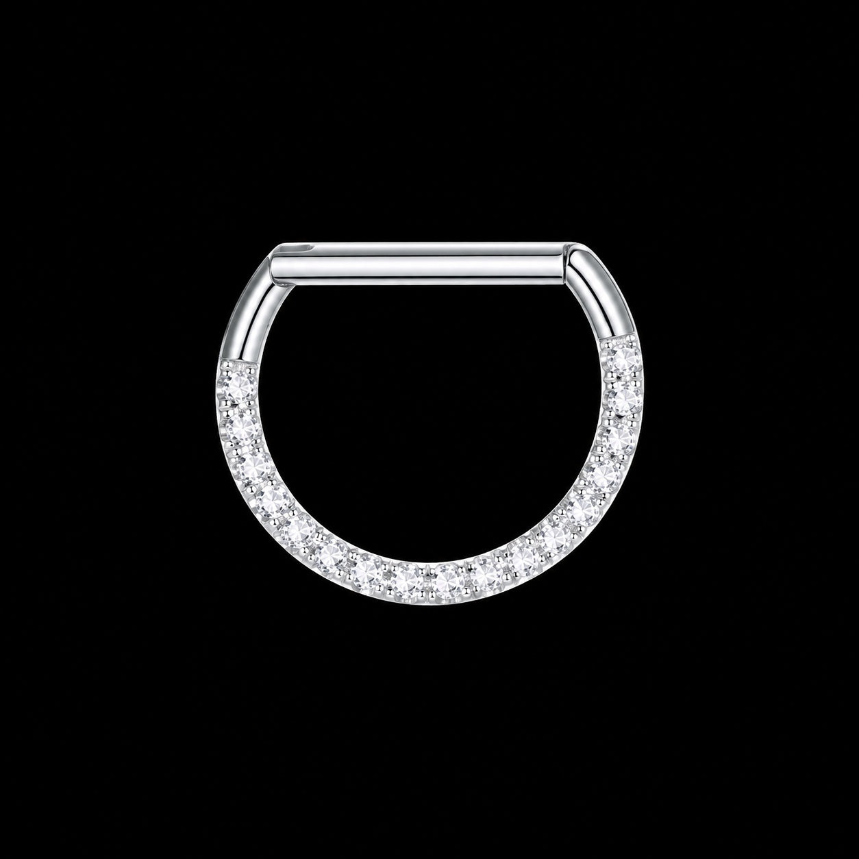 Zirkonia Tepel Clicker – Enkele Rij – Zilver – 14G · 1,6 × 14 mm