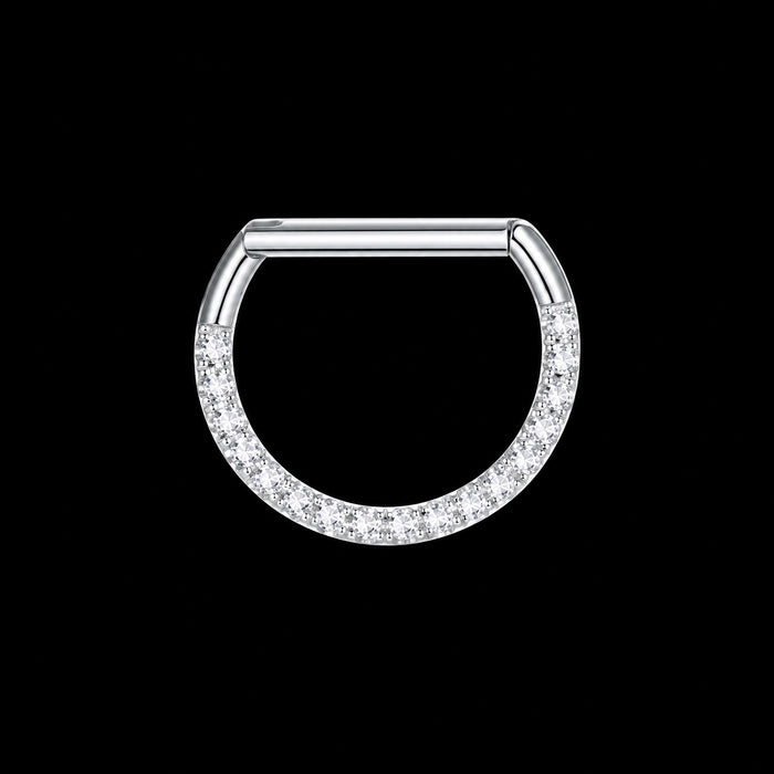 Zirkonia Tepel Clicker – Enkele Rij – Zilver – 14G · 1,6 × 14 mm