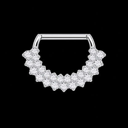 Zirkonia Tepel Clicker – Dubbele Rij – Zilver – 14G · 1,6 × 14 mm