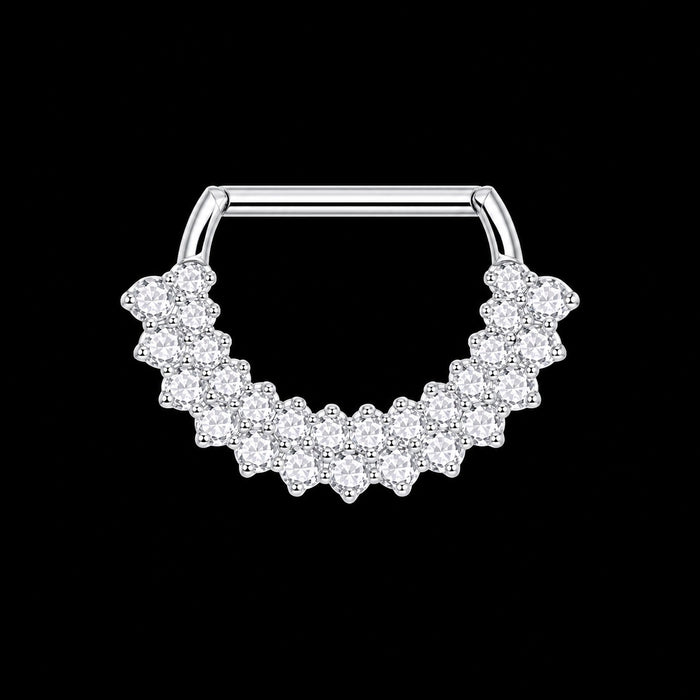 Zirkonia Tepel Clicker – Dubbele Rij – Zilver – 14G · 1,6 × 14 mm