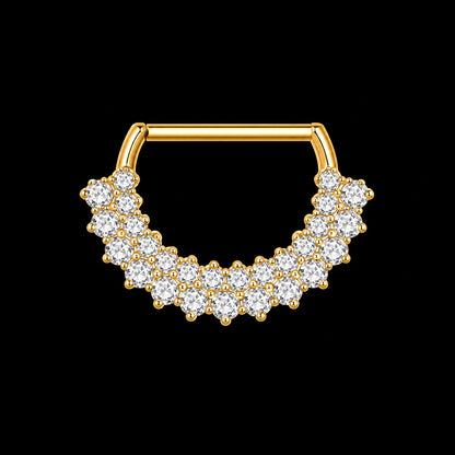Zirkonia Tepel Clicker – Dubbele Rij – Goud – 14G · 1,6 × 14 mm