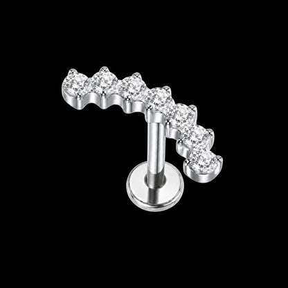 Zirkonia Labret – Gebogen Rij – Zilver