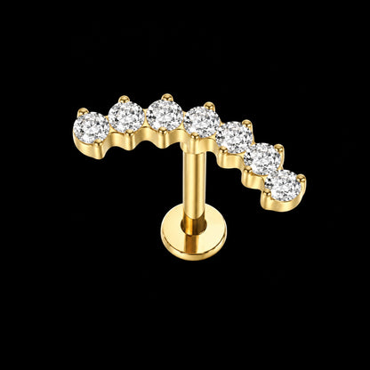 Zirkonia Labret – Gebogen Rij – Goud
