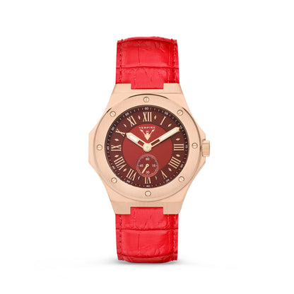 PHOENIX - RED / ROSE GOLD (LEATHER)