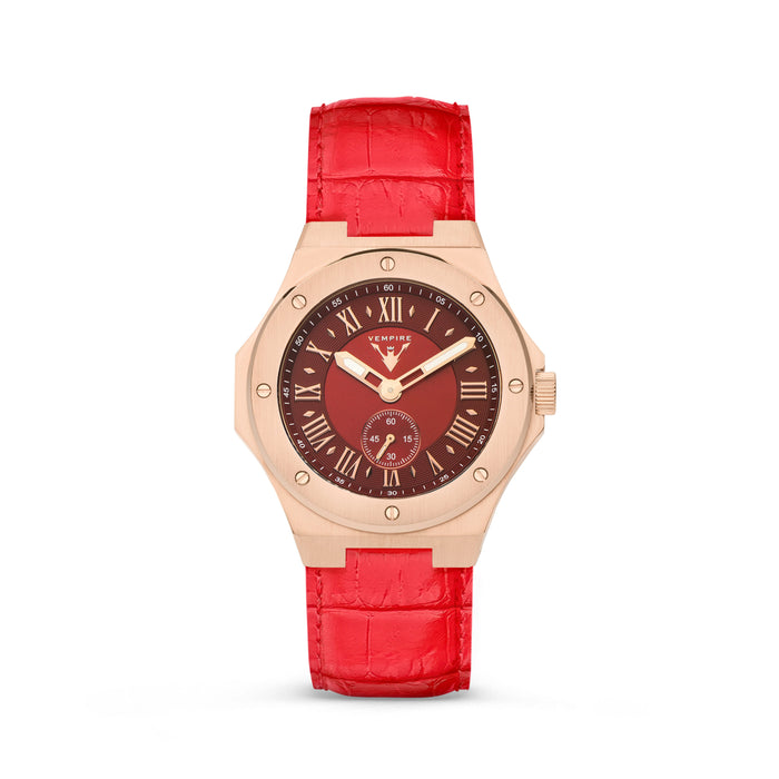PHOENIX - RED / ROSE GOLD (LEATHER)